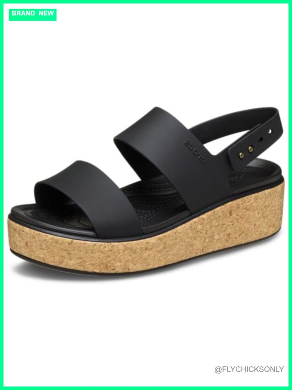 Crocs Brooklyn Cork Low Wedge EVA Two-Strap Buckle Sandal